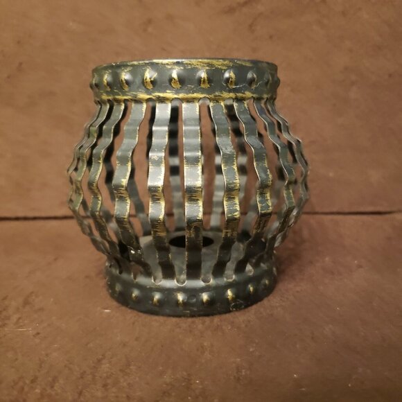 Vintage‎ Mid Century Black Metal Caged Votive Candle Holder Home Interiors - Picture 3 of 8